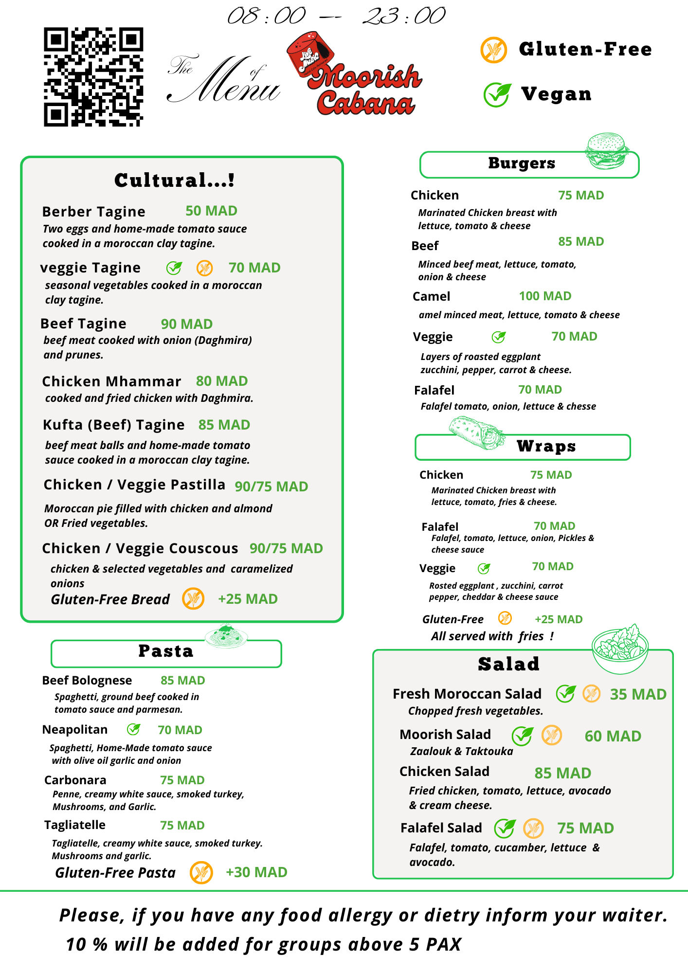 moorish cabana menu